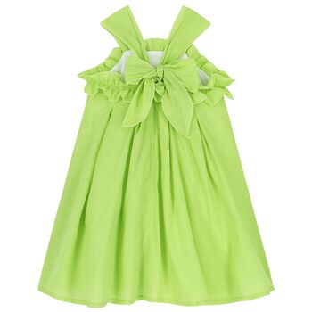 فستان بنات بكشكشة  باللون الأخضر