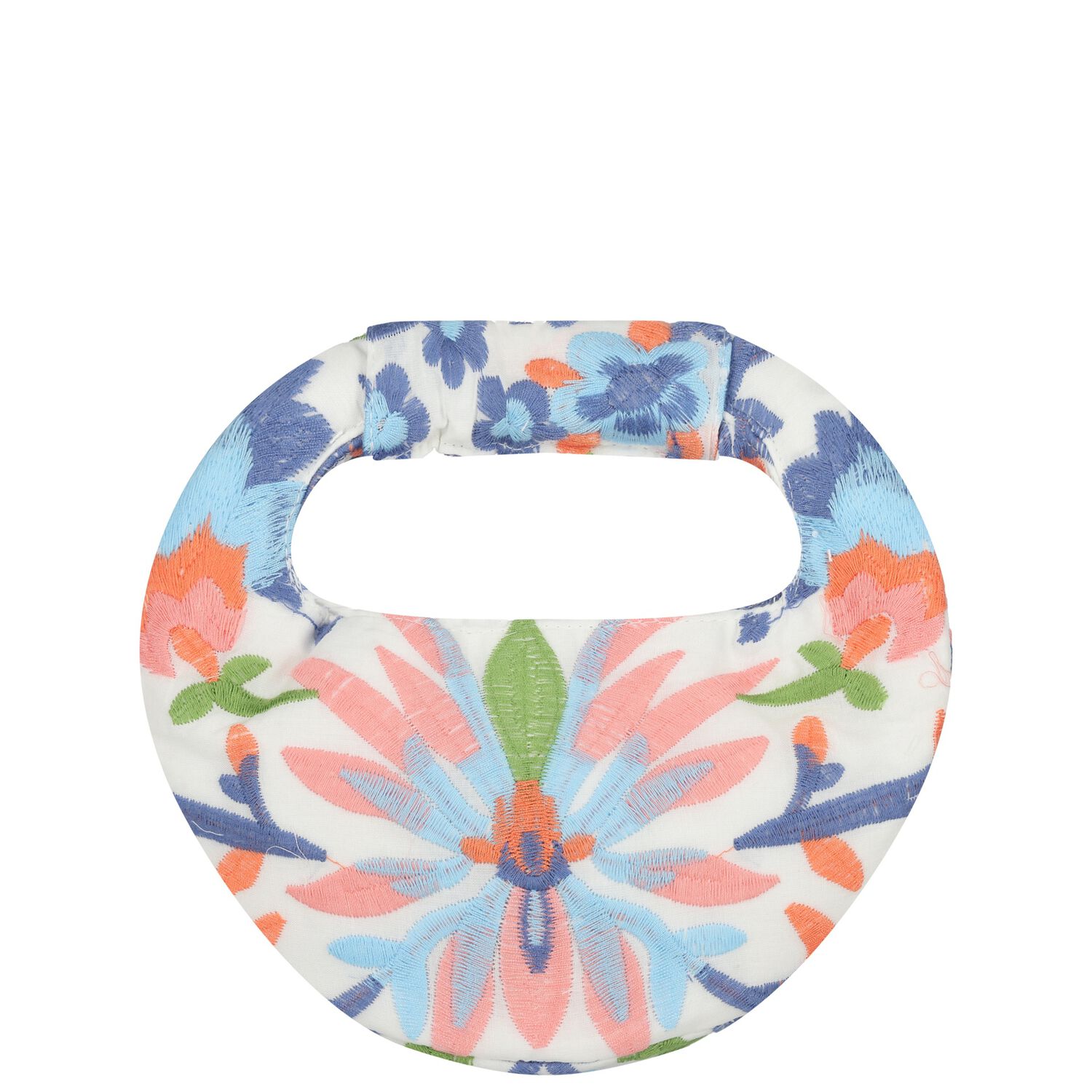 Girls White & Blue Embroidered Floral Handbag , 1, hi-res