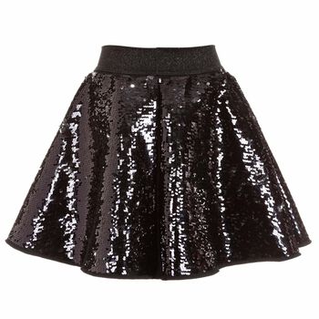 Girls Black & Silver Sequin Skirt
