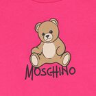 Girls Pink Teddy Bear Logo Dress, 3, hi-res