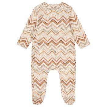 Beige & Brown Zig Zag Babygrow