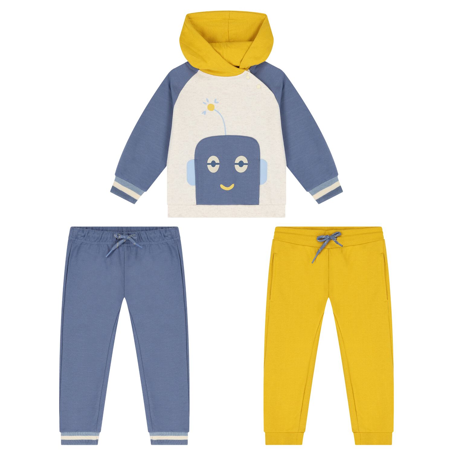 Younger Boys Ivory, Blue & Yellow 3-Piece Tracksuit, 1, hi-res image number null