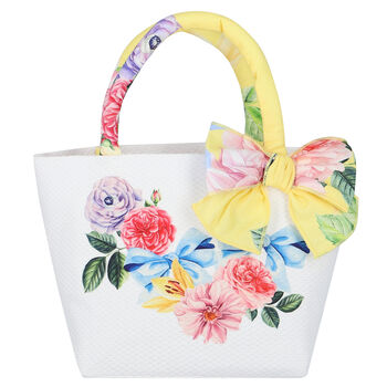 Girls White & Yellow Floral Handbag
