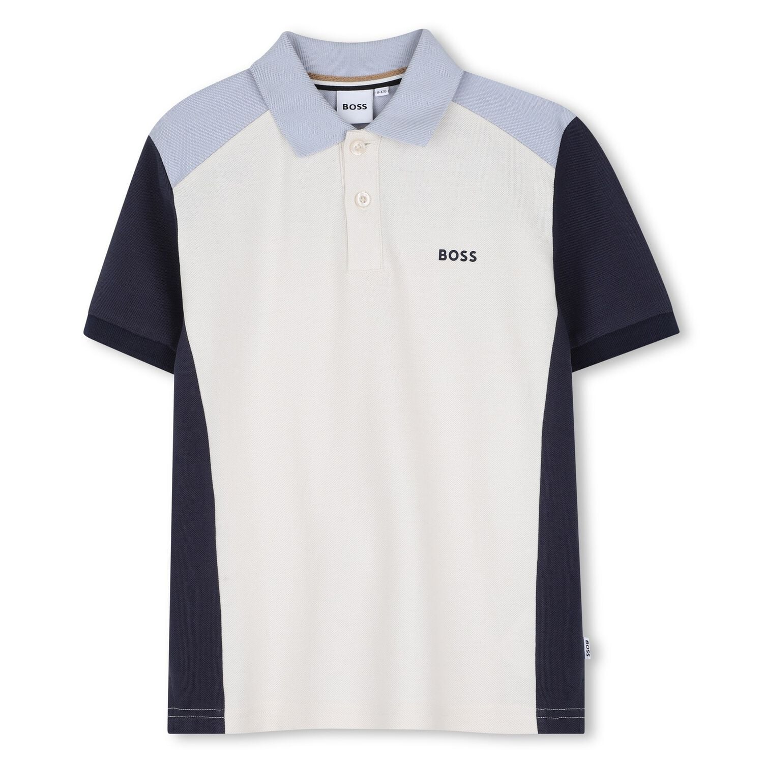 Boys Ivory, Blue & Navy Blue Logo Polo Shirt, 2, hi-res