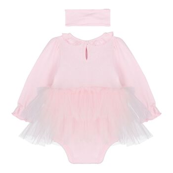 Baby Girls Pink Bow Tulle Dress Set 