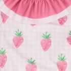 Girls White & Pink Gingham Strawberries Swimsuits, 2, hi-res