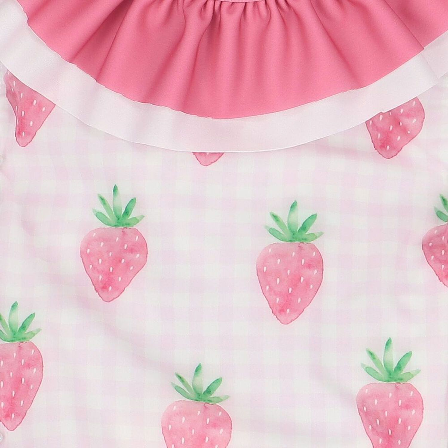 Girls White & Pink Gingham Strawberries Swimsuits, 2, hi-res image number null