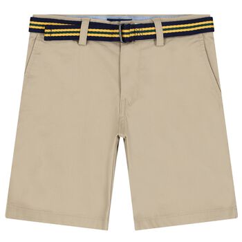 Boys Beige Logo Shorts