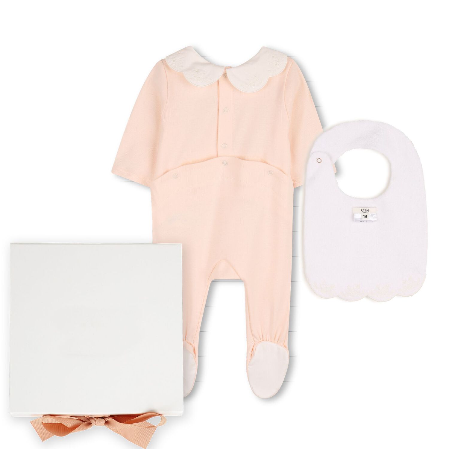 Baby Girls Pink & White Logo Babygrow Gift Set, 1, hi-res