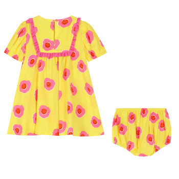 Younger Girls Yellow & Pink Dress Set