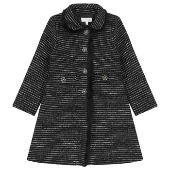 Girls Black Tweed Coat 