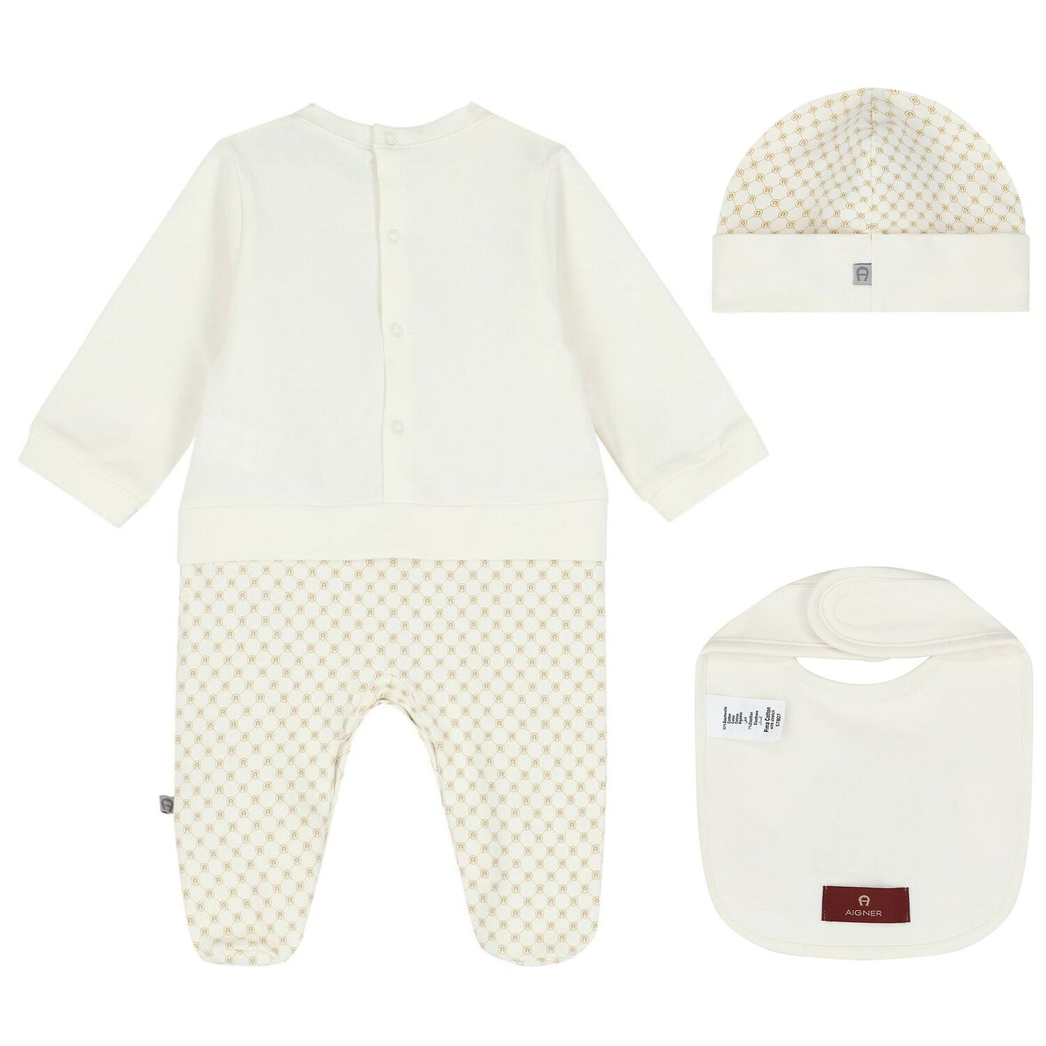 Ivory & Gold Logo Babygrow Gift Set, 1, hi-res image number null