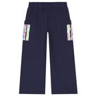 Girls Navy Blue Sequin Pocket Trousers, 1, hi-res