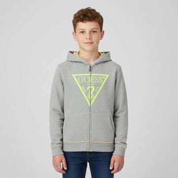 Boys Grey Logo Zip Up Top