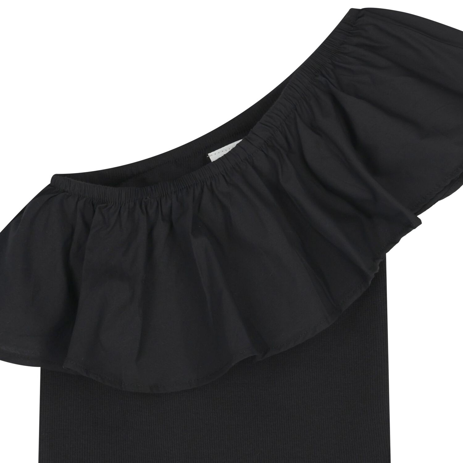 Girls Black One Shoulder Top, 1, hi-res