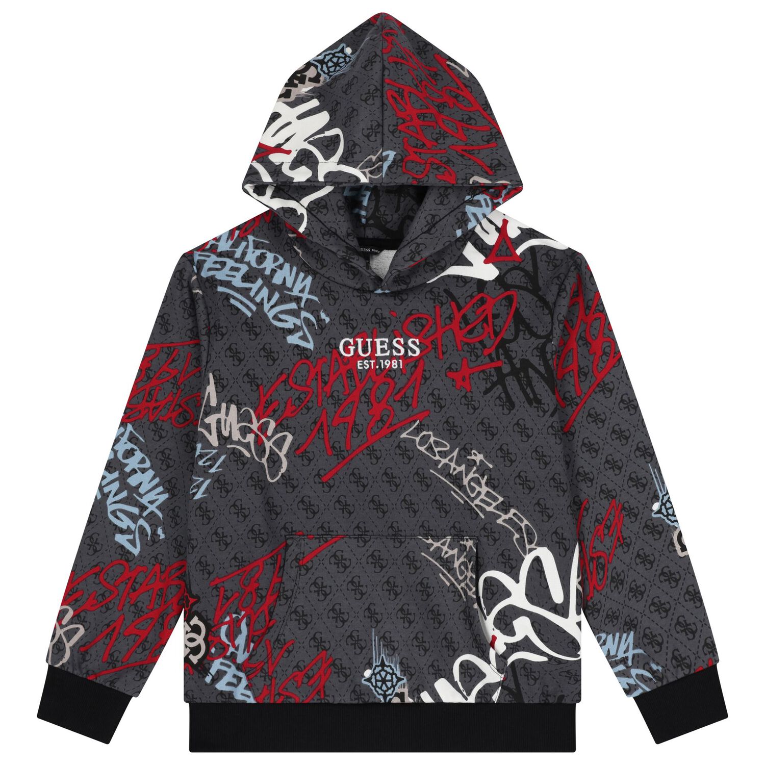 Boys Grey Logo Hooded Top, 1, hi-res