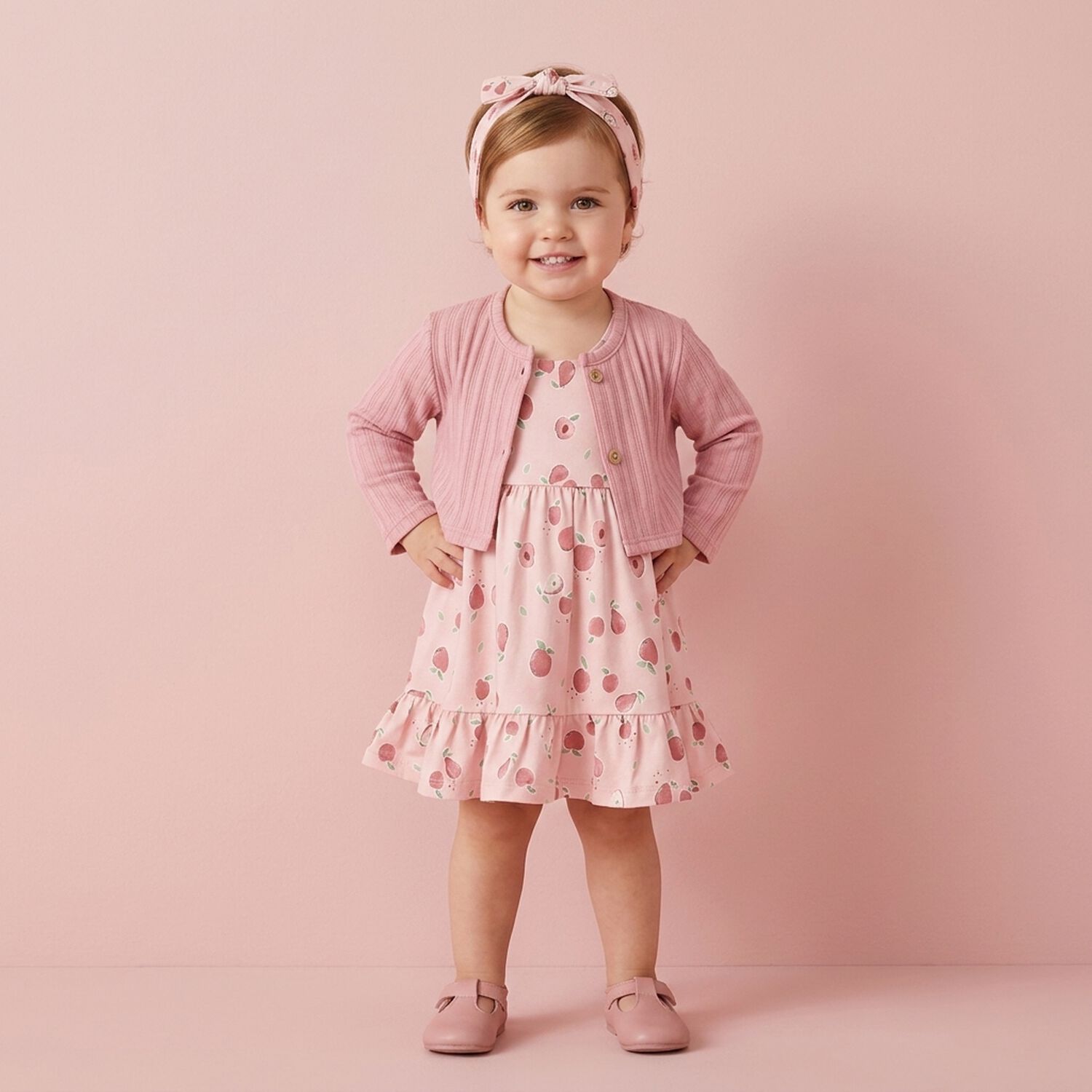 Baby Girls Pink Dress Set, 1, hi-res