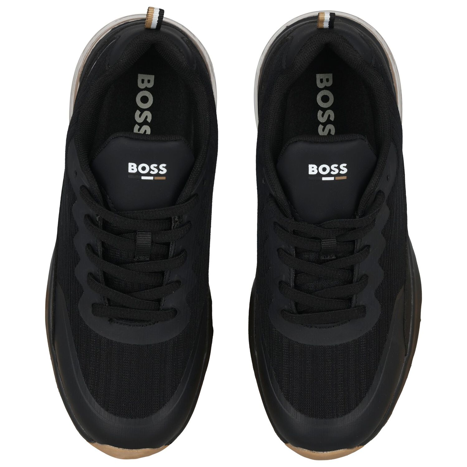 Boys Mini Me Black Logo Trainers, 1, hi-res