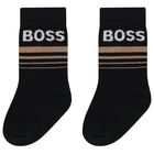 Younger Boys White, Beige & Black Socks ( 3-Pack ), 1, hi-res