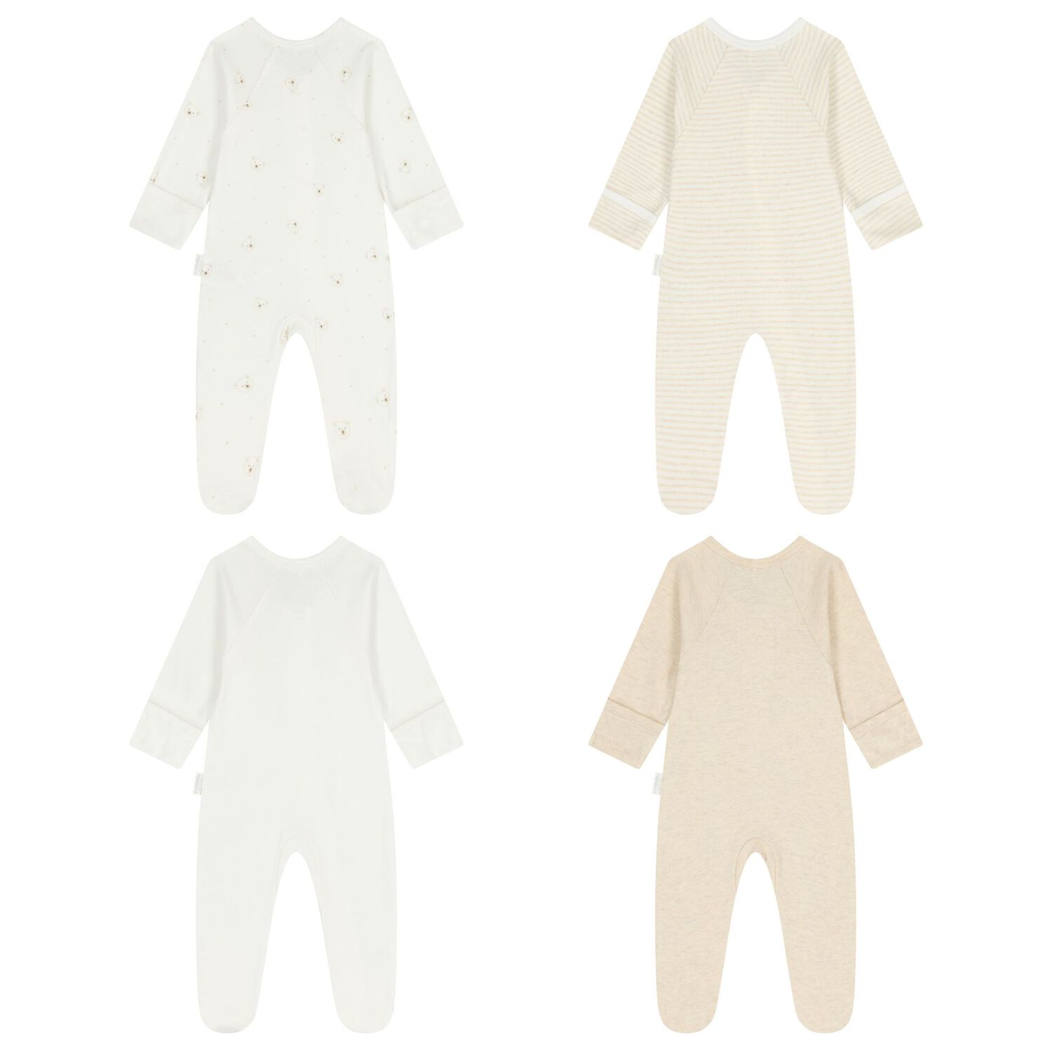 White & Beige Babygrows ( 4 Pack ), 3, hi-res image number null