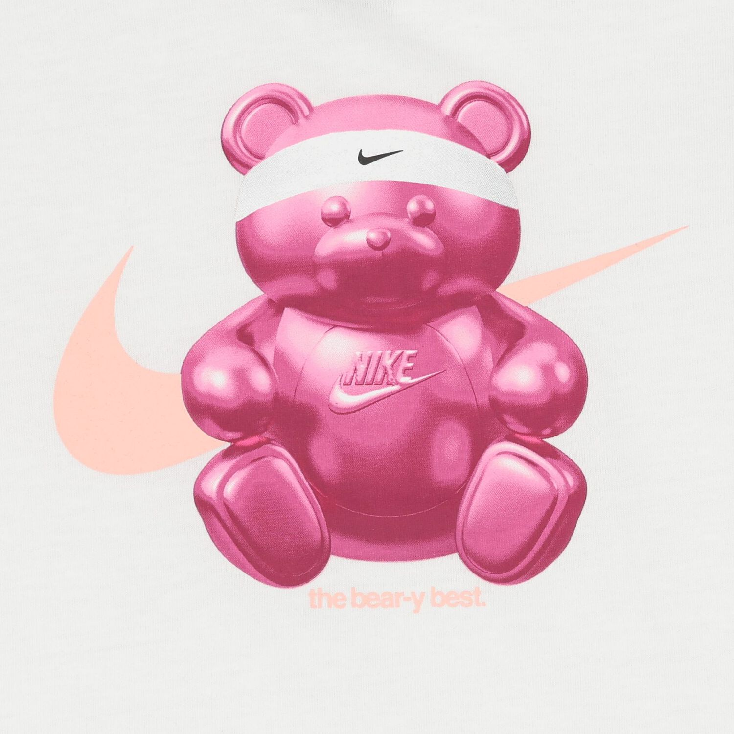 Girls White Teddy Bear Logo T-Shirt, 1, hi-res