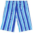 Boys Blue Striped Cotton Logo Shorts, 1, hi-res