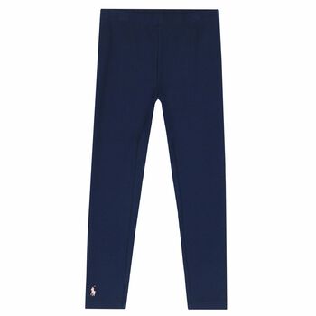Girls Navy Logo Leggings