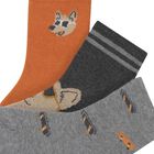 Younger Boys Grey & Orange Socks ( 3-Pack ), 3, hi-res