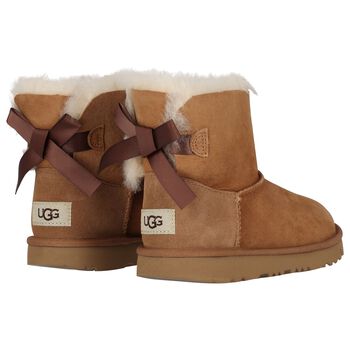 Girls Beige Mini Bailey Bow II Suede Boots