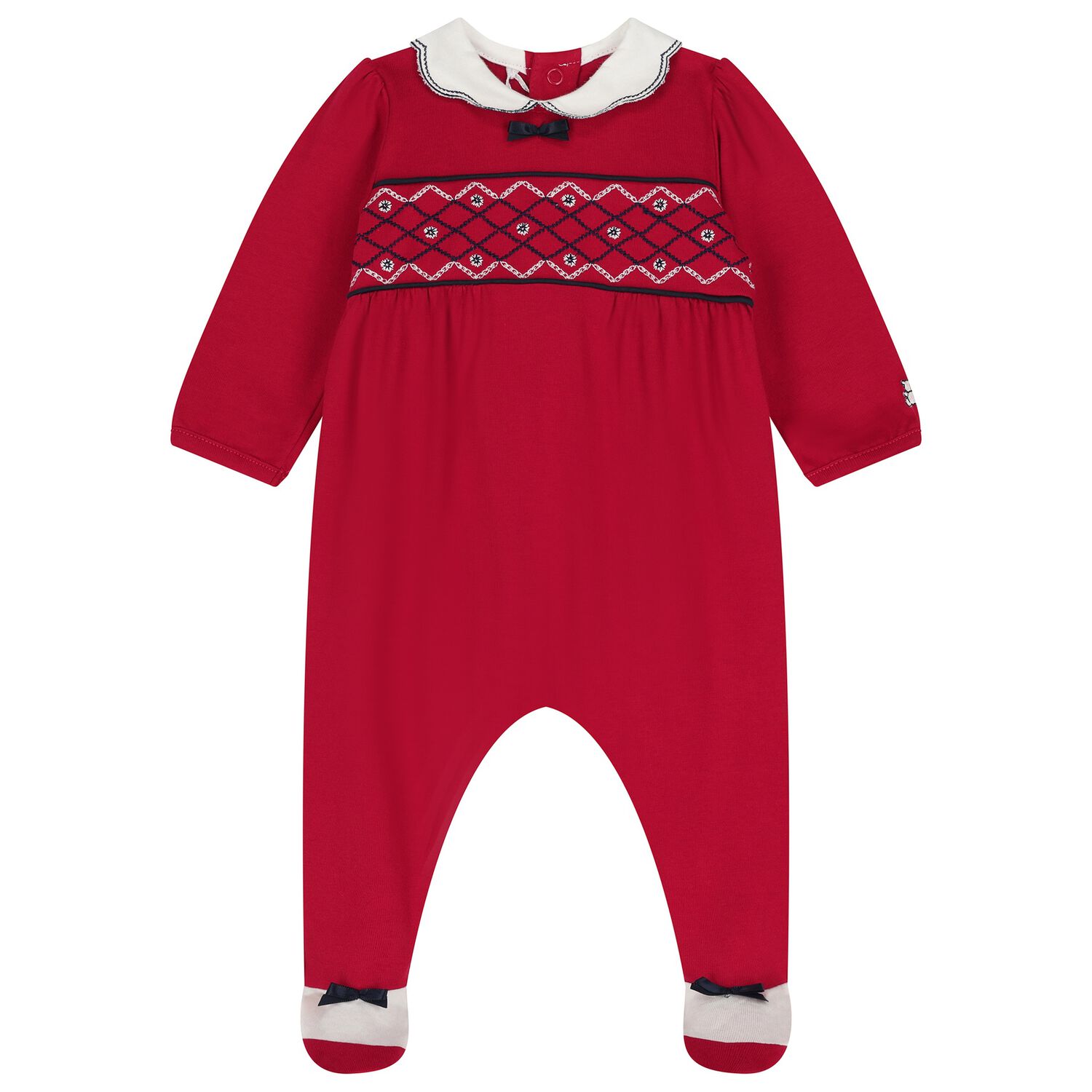 Baby Girls Red Bow Babygrow, 1, hi-res image number null