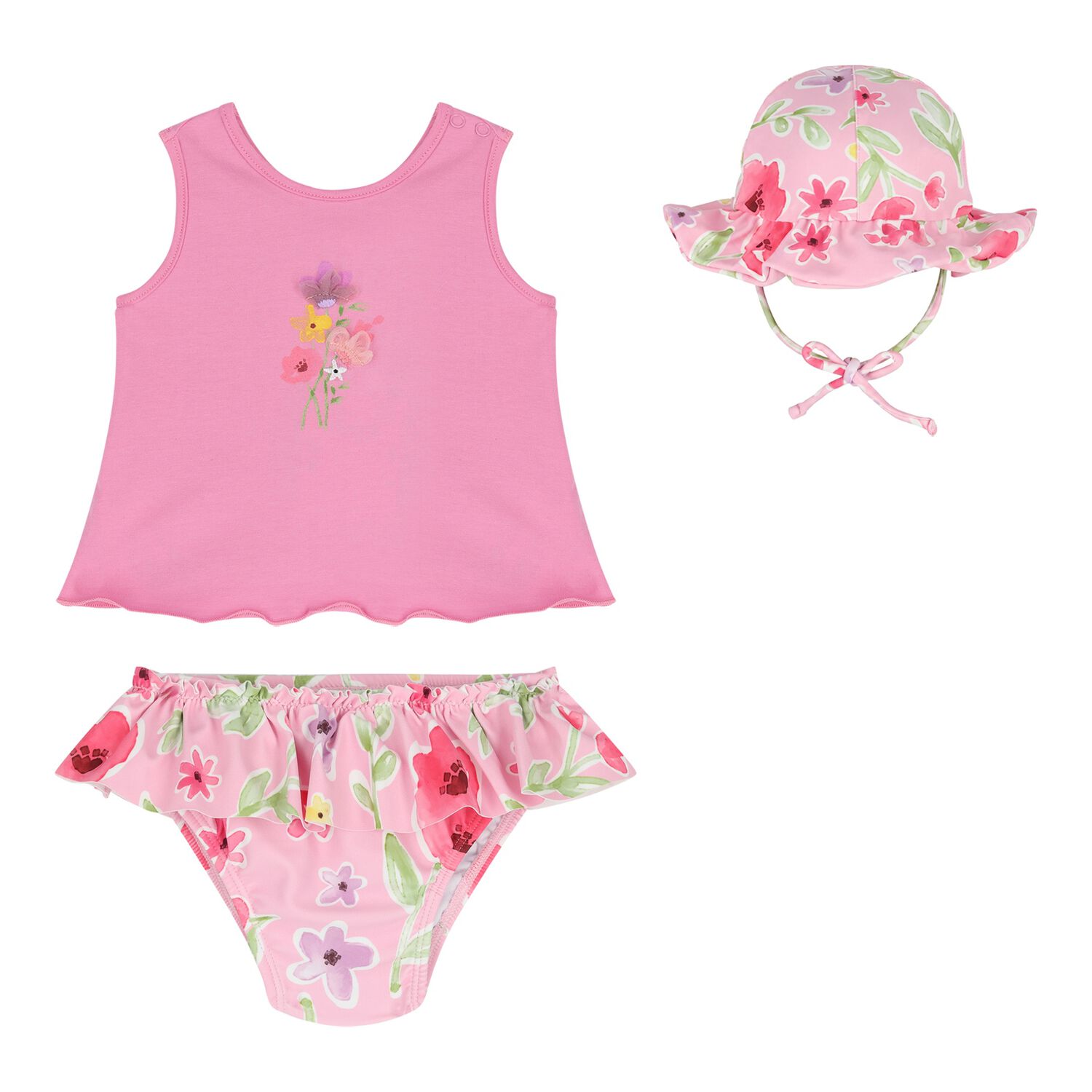 Baby Girls Pink Swim Set, 1, hi-res