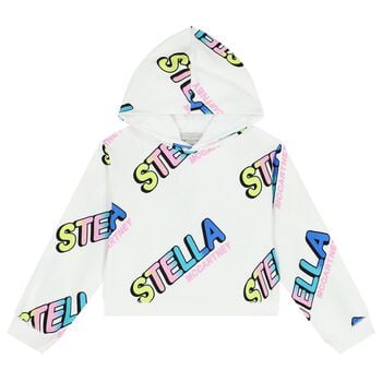 توب بنات هودي بالشعار باللون الأبيض