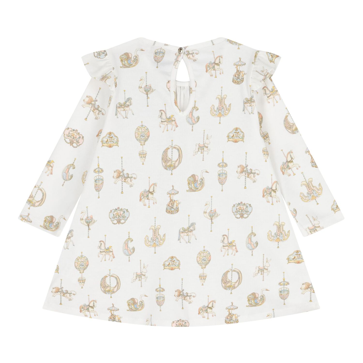 Baby Girls White Carousel Dress, 1, hi-res