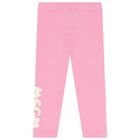 Younger Girls Pink Logo Leggings, 1, hi-res