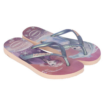 Girls Pink Frozen Flip Flops