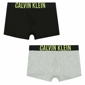 Boys Black & Grey Logo Boxer Shorts ( 2-Pack )
