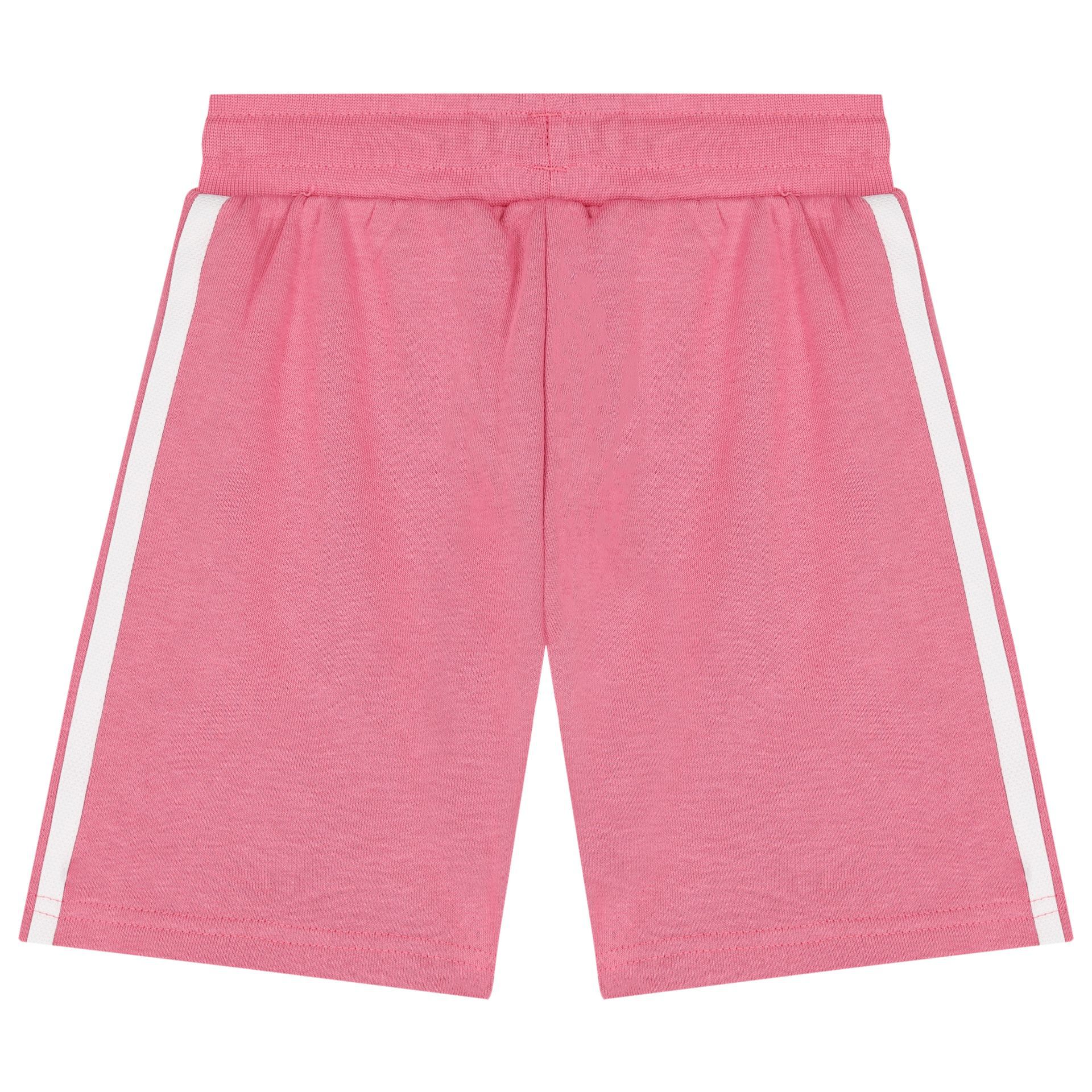 Adidas Kids Girls White & Pink Logo Shorts Set | Junior