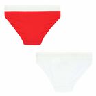 Girls Red & White Bikini Brief (2 Pack), 1, hi-res