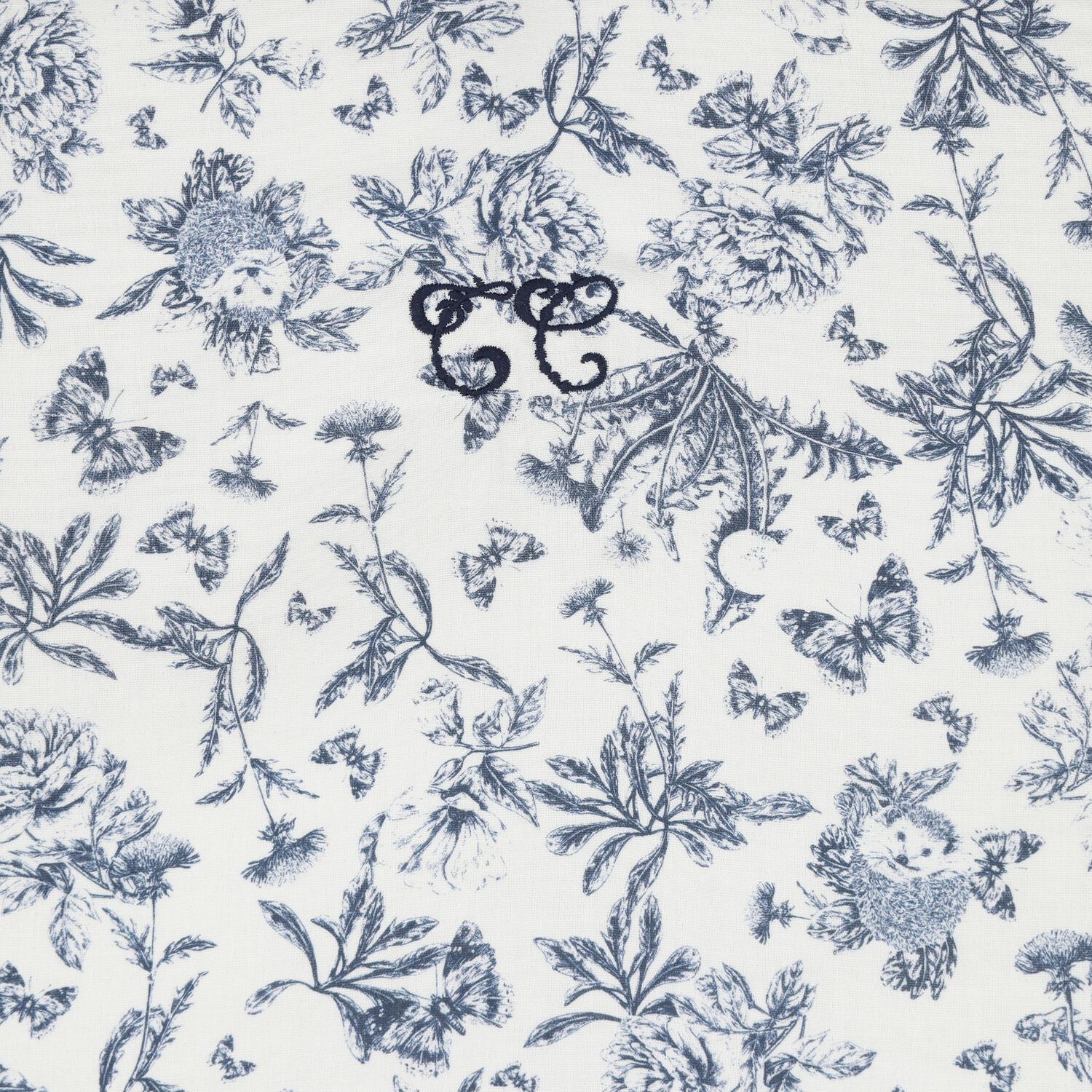 Ivory & Navy Blue Toile De Jouy Baby Blanket, 1, hi-res image number null