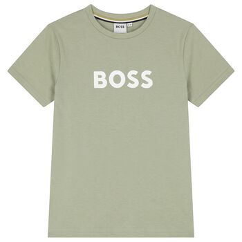 Boys Mini Me Green Logo T-Shirt
