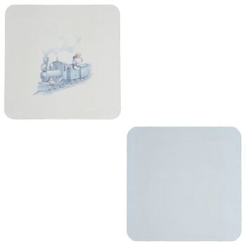 لفافة الموسلين للأولاد بطبعة تيدي بير باللون الأزرق ( من قطعتين )