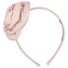 Girls Pink Satin Rose Headband, 1, hi-res