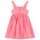 Girls Pink Flower Linen Dress, 1, hi-res