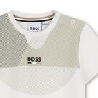 Younger Boys White & Beige Logo T-Shirt, 1, hi-res