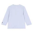 Baby Boys Blue Logo Long Sleeve Top, 2, hi-res
