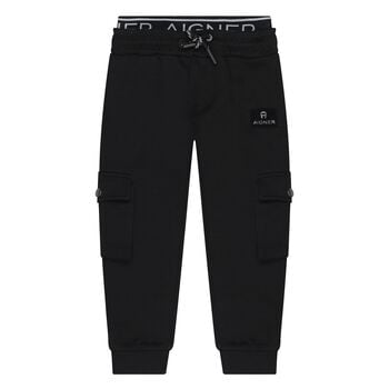 Younger Boys Black Logo Joggers