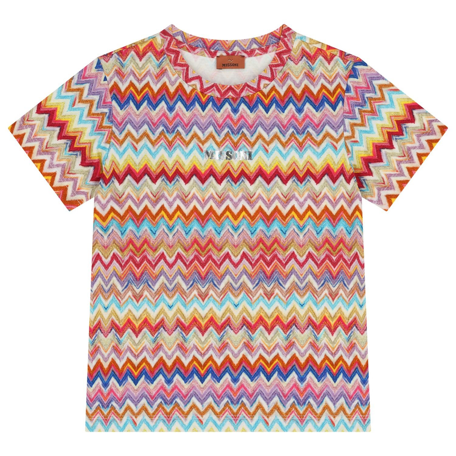 Girls Multi-Coloured Logo Zig Zag T-Shirt, 2, hi-res