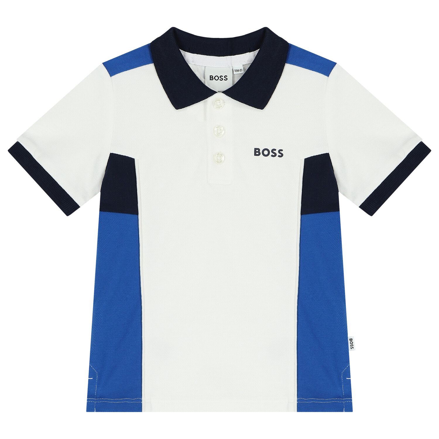 Younger Boys White Logo Polo Shirt, 1, hi-res