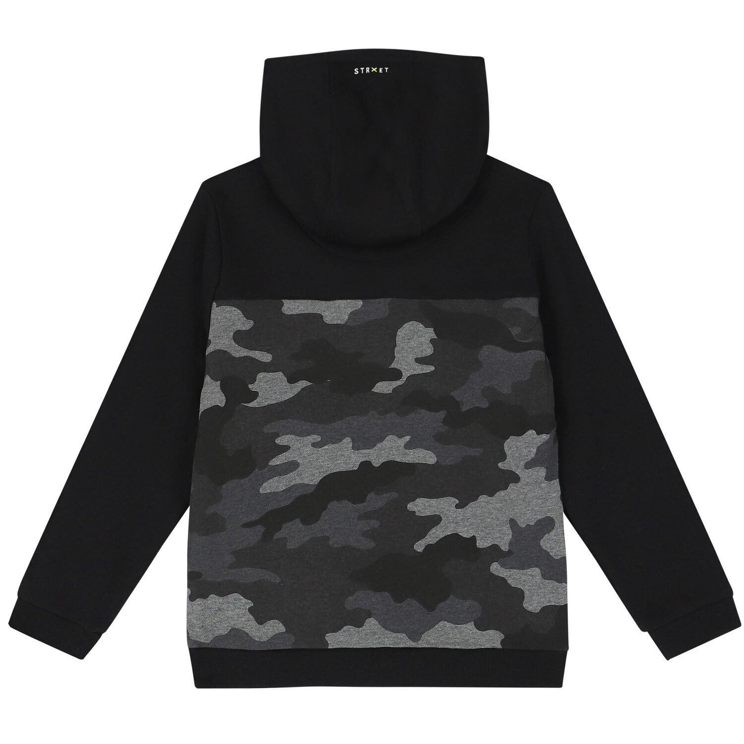 Boys Black Camo Zip Up Top, 1, hi-res