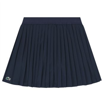 Girls Navy Blue Logo Pleated Skirt